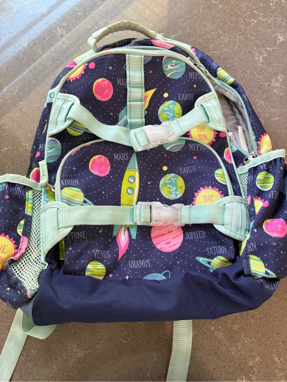 Pottery Barn Kids Space Print Backpack - Mint Trim